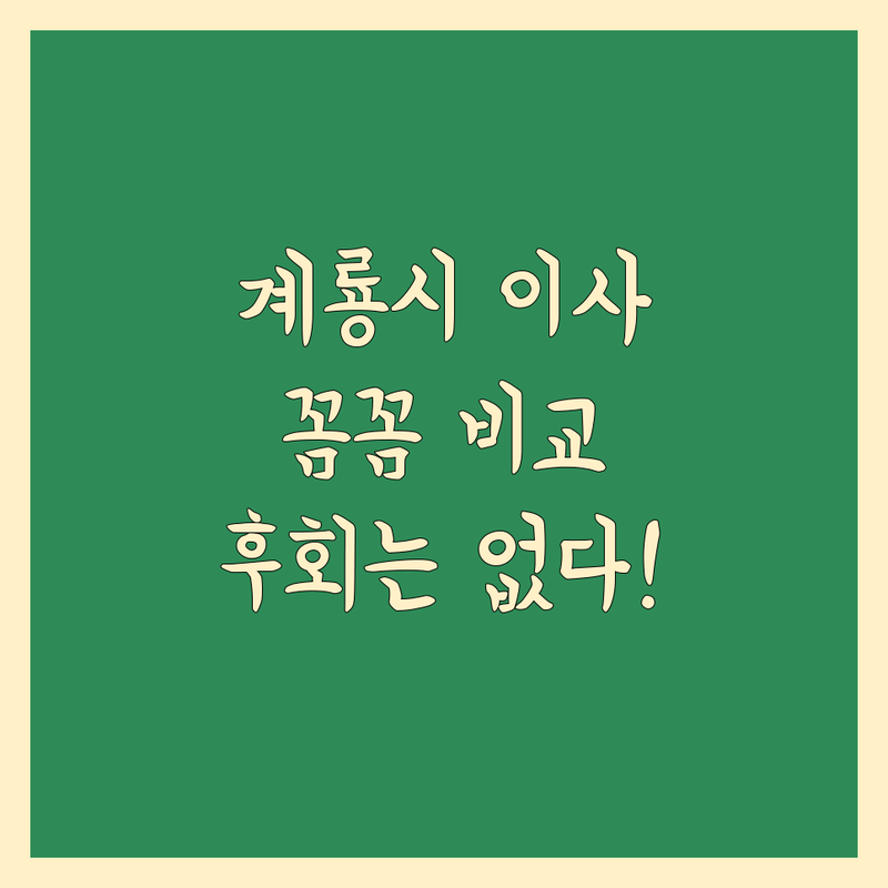 계룡시 포장이사, 꼼꼼 비교하고 선택하세요!
