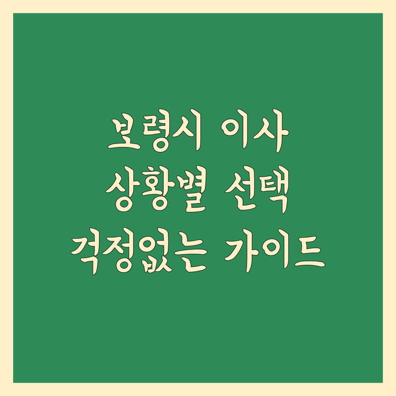 일반이사 걱정 없는 보령시 일반이사 가이드 | 상황별 최적의 선택법