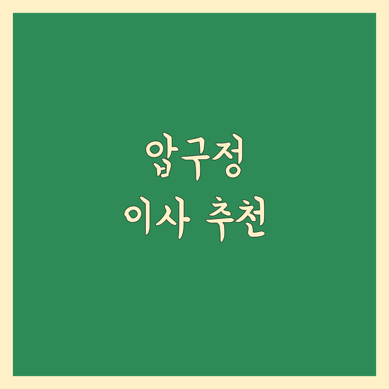 강남구 압구정동/신사동 이사 추천 한눈에 비교 | 2025년 최신 정보 총정리