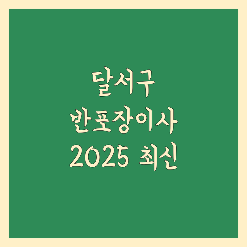 대구 달서구 반포장 이사 한눈에 비교 | 2025년 최신 정보 총정리