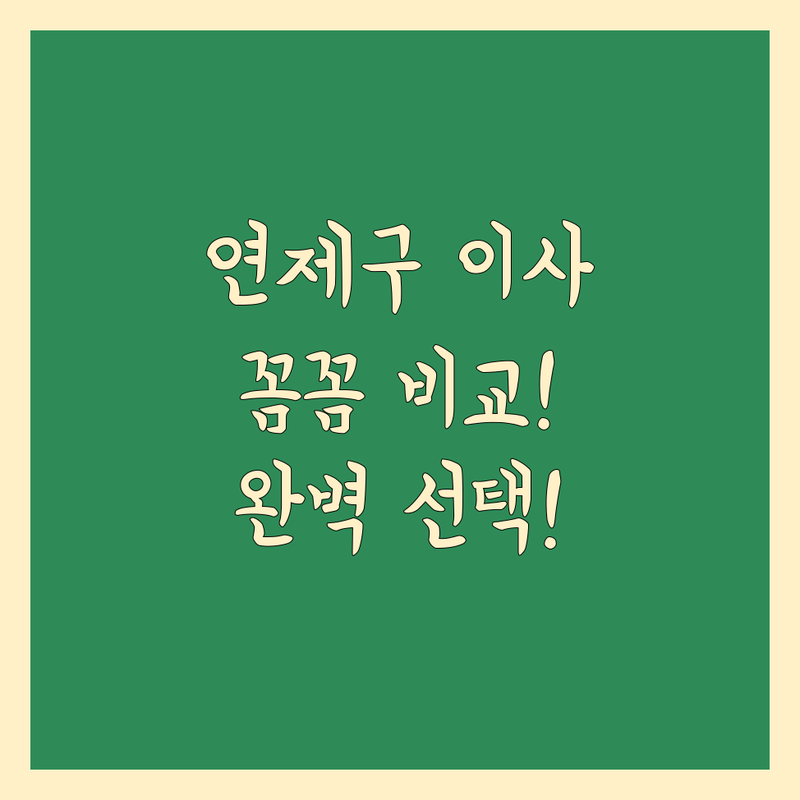 연제구 이삿짐센터, 꼼꼼 비교로 완벽한 선택!