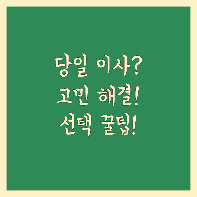 당일 이사 고민 해결! 서울 이사 서비스 솔루션 | 전문가가 알려주는 선택 팁