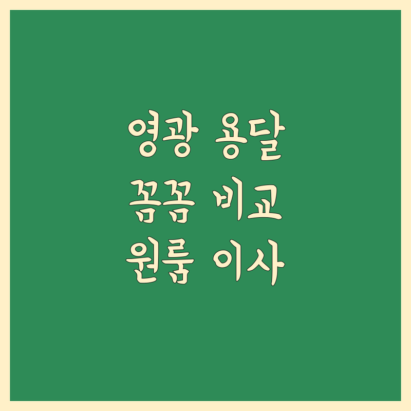 영광 용달 이사, 원룸 이사 꼼꼼 비교 가이드 🚚